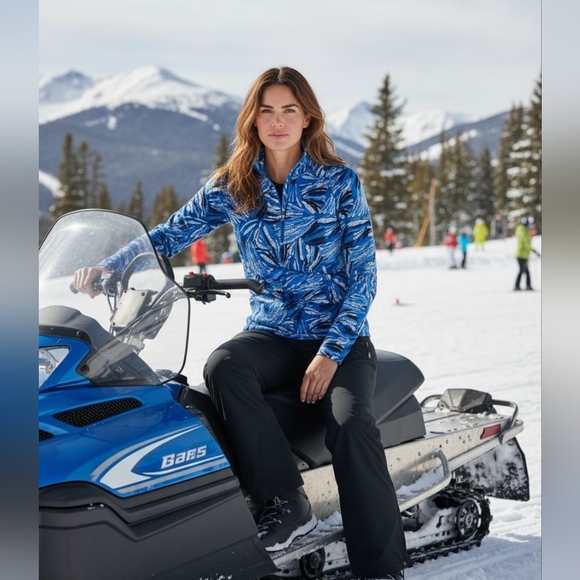 Pappagallo ,- NWOT, Blue & White Abstract Design,  Long Sleeve, Pullover Warm Up - Picture 1 of 10